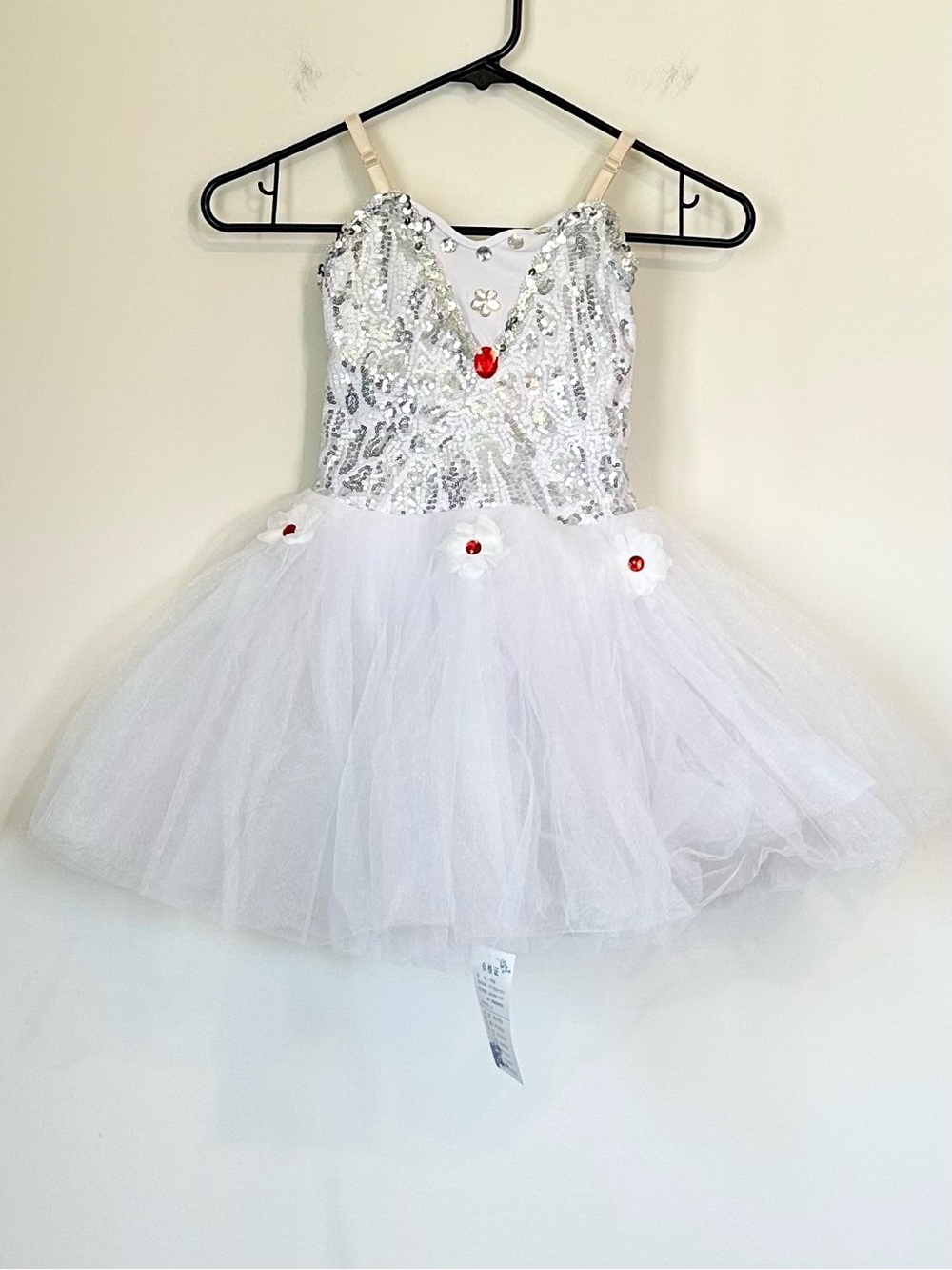 NWT White Sequin Tulle Kids Ballet Dress Ballerina Tutu - Size: 6 / 110 cm
